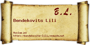 Bendekovits Lili névjegykártya